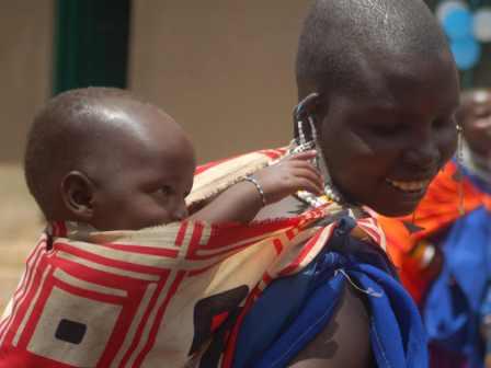Masai woman and child